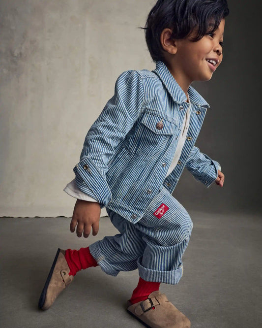 Toddler Boy Hickory Stripe Denim Carpenter Jeans - Light Wash