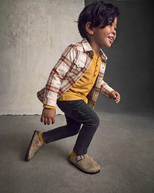 Toddler Boy Plaid Long-Sleeve Button-Down Shirt - Brown/Cream