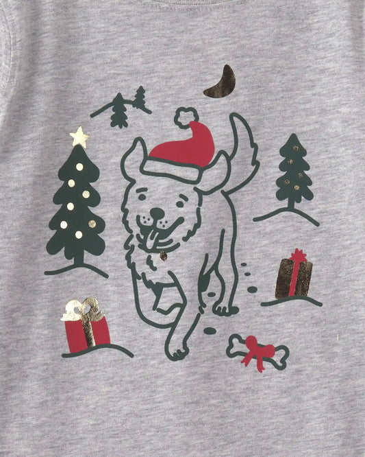 Toddler Boy Christmas Dog Long-Sleeve Graphic Tee - Grey