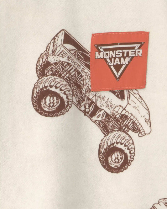 Toddler Boy Monster Jam Fleece Pullover Sweatshirt - Cream