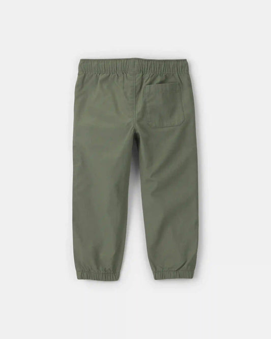 Toddler Boy Canvas Joggers - Olive Green