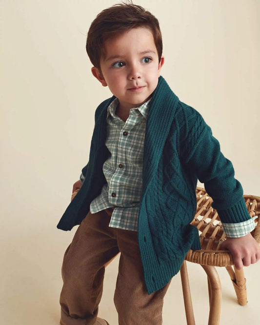 Toddler Boy Sweater Cardigan - Dark Green