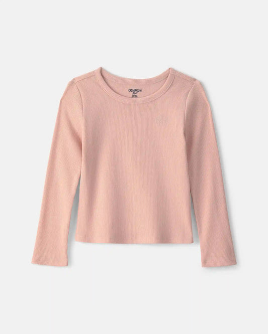Toddler Girl Long-Sleeve Rib Top - Pink