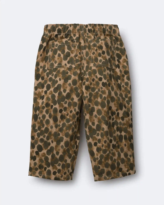 Toddler Girl Pleated Pants in Leopard - Brown