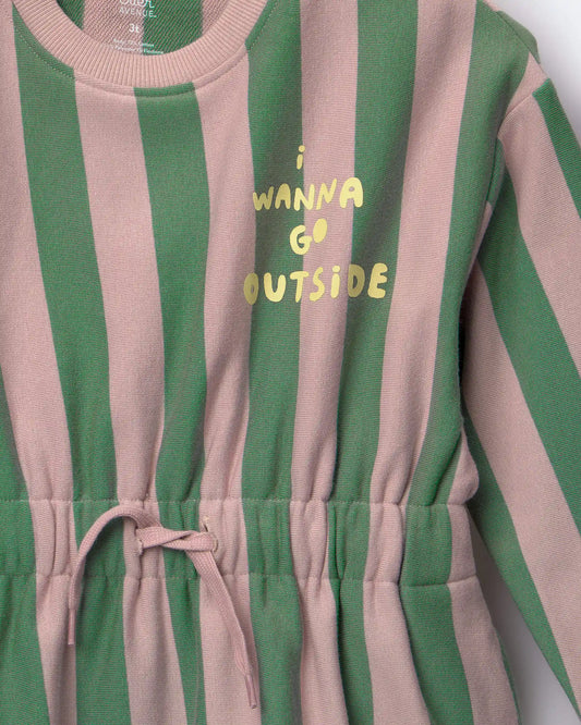 Toddler Girl Tie-Front Dress in Stripes - Mauve