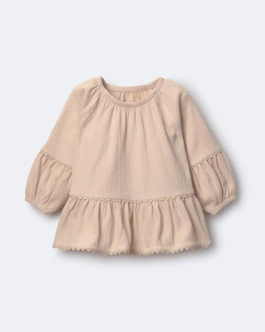 Toddler Girl Ruffle Top - Khaki