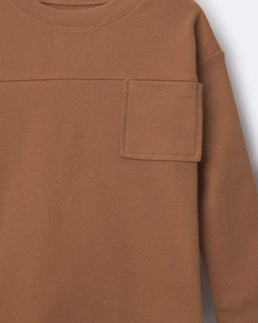Toddler Ribbed Long-Sleeve Pocket Tee - Brown