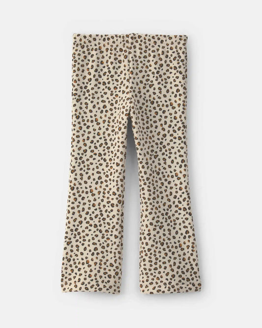 Toddler Girl Leopard Fleece Pull-On Stretch Leggings - Brown