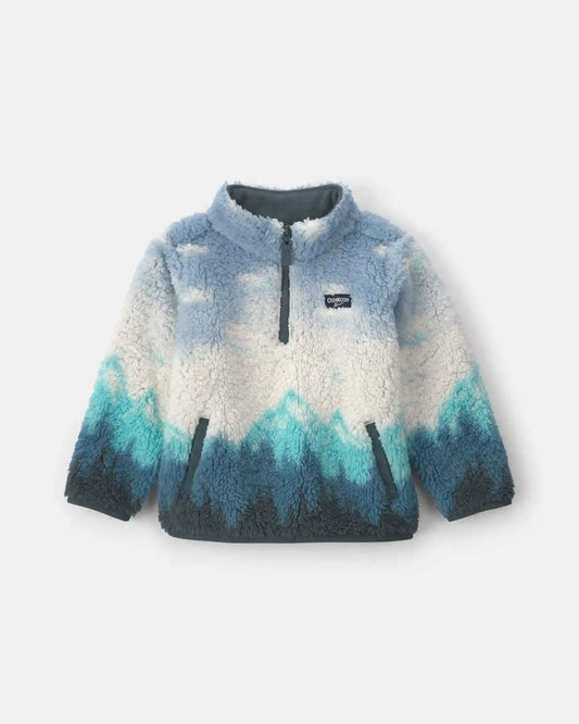 Toddler Boy Mountainscape Quarter-Zip Pullover Sweatshirt - Blue/Grey
