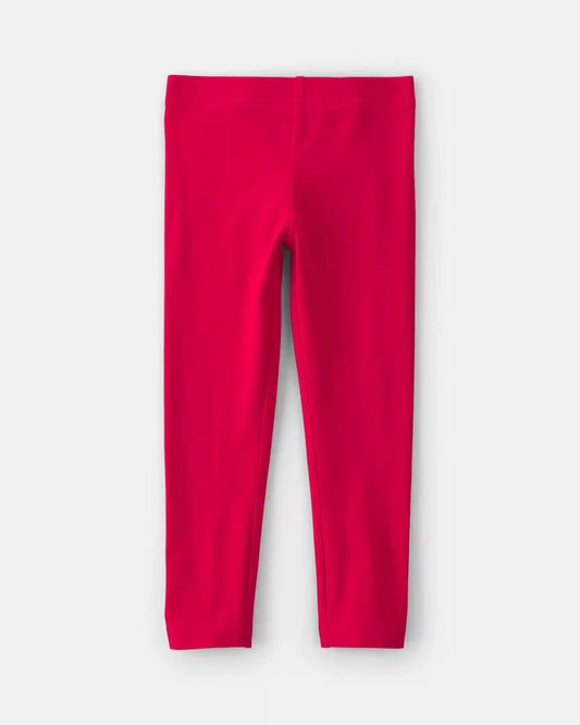 Toddler Girl Cotton Pull-On Stretch Leggings - Red