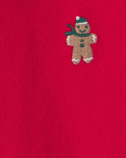 Toddler Boy Gingerbread Polo Sweater - Red
