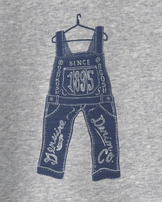 Toddler Boy Overall French Terry Sweater - Grey
