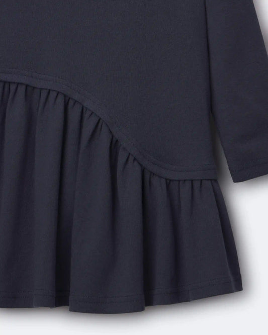 Toddler Girl Ribbed Long-Sleeve Asymmetrical Dress - Navy