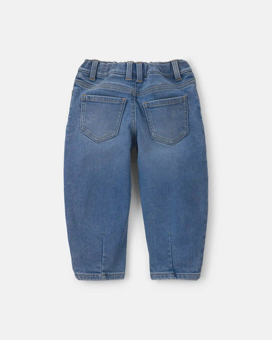 Toddler Girl Fleece-Lined Denim Barrel Jeans - Medium Wash