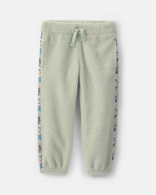 Toddler Girl Floral Fleece Joggers - Green