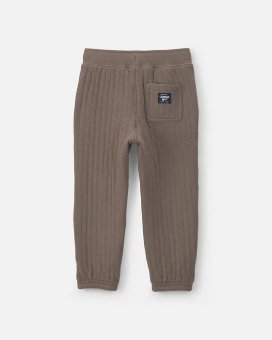 Toddler Boy Quilted Joggers - Brown