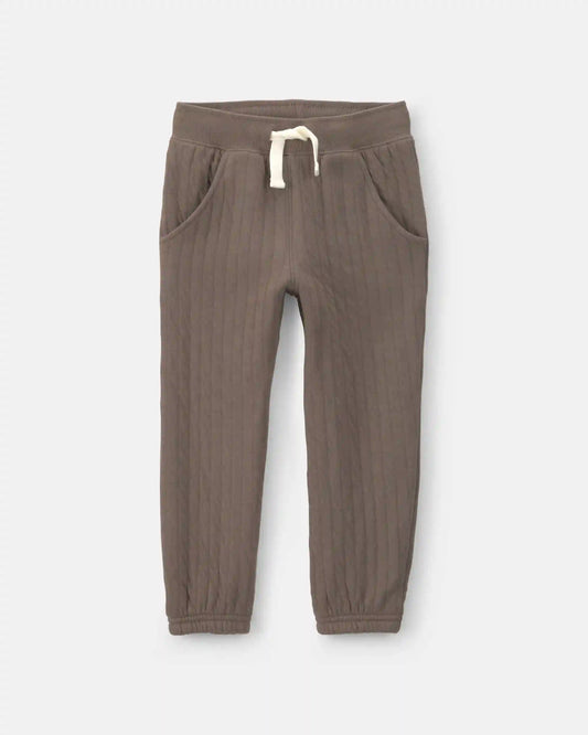 Toddler Boy Quilted Joggers - Brown
