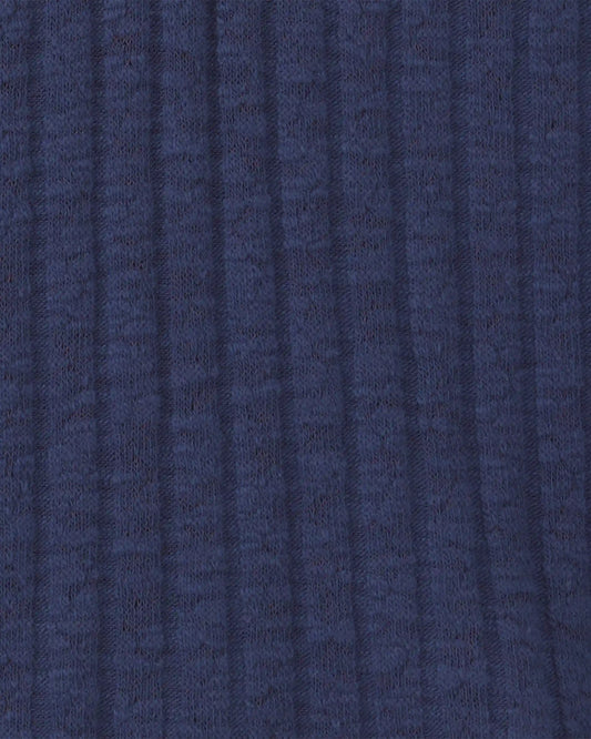 Toddler Girl Ribbed Long-Sleeve Henley T-Shirt - Navy Blue