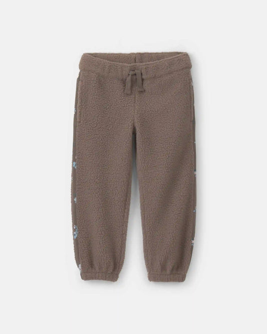 Toddler Girl Floral Fleece Joggers - Brown