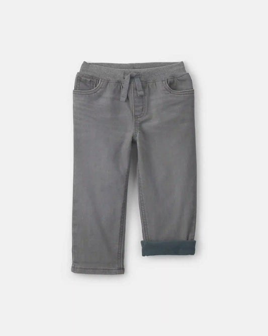 Toddler Boy Fleece-Lined Pull-On Denim Jeans - Light Wash