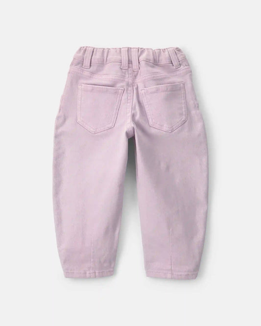 Toddler Girl Teddy Fleece Denim Barrel Jeans - Purple