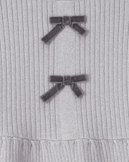 Toddler Girl Bow Long-Sleeve Sweater - Grey