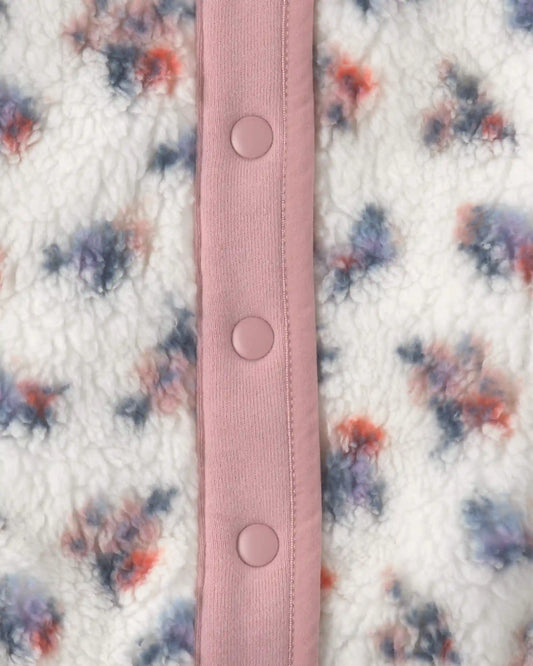 Toddler Girl Floral Fleece Jacket - Pink/White