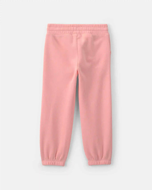 Toddler Girl Flower Fleece Pull-On Pants - Coral