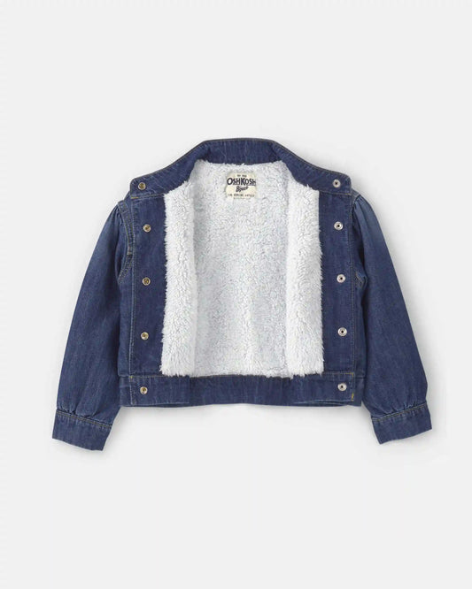 Toddler Girl Teddy Fleece-Lined Denim Jacket - Dark Wash