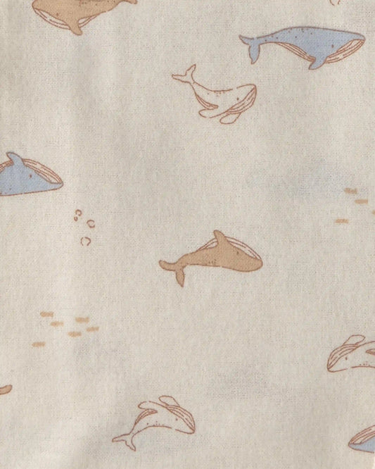 Baby 4-Pack Whale Receiving Blankets - Blue/Ivory