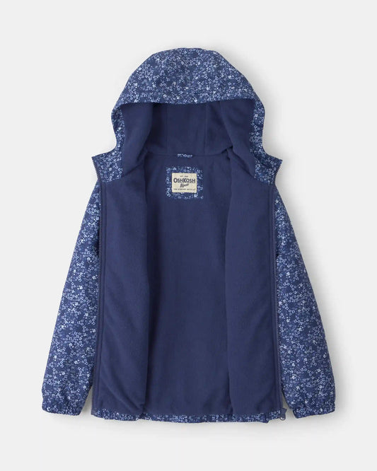 Girls Floral Midweight Jacket - Blue