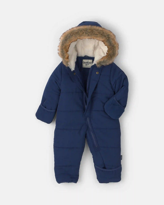 Baby Boy 1-Piece Hooded Pram Snowsuit - Navy Blue