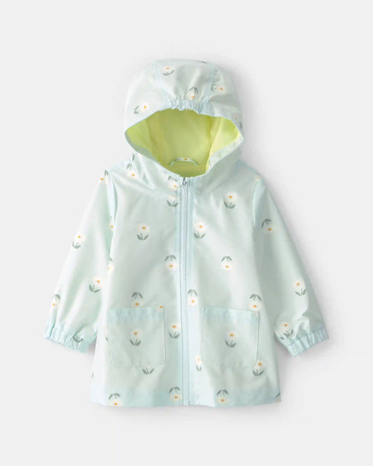 Baby Girl Floral Raincoat - Blue