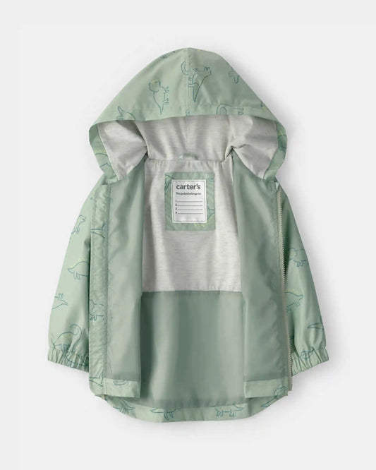 Toddler Boy Dinosaur Raincoat - Green