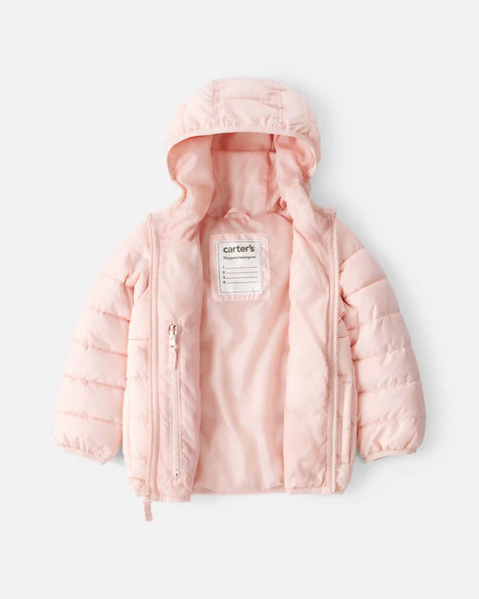 Toddler Girl Midweight Packable Puffer - Pink