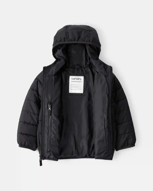 Toddler Boy Midweight Packable Puffer - Black