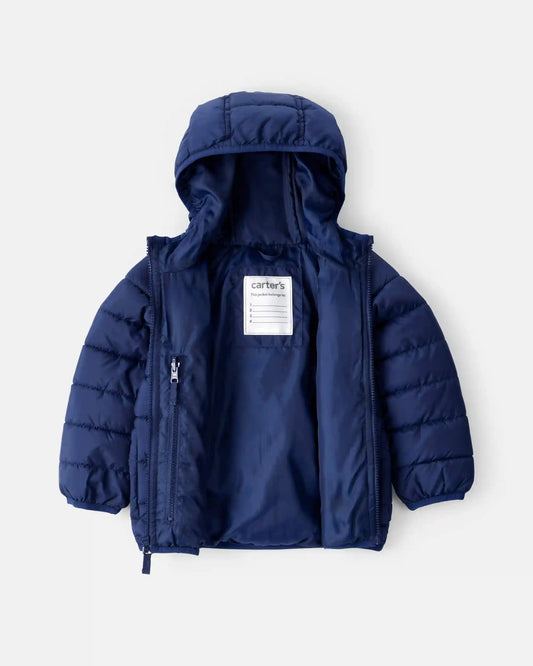 Toddler Boy Midweight Packable Puffer - Navy Blue