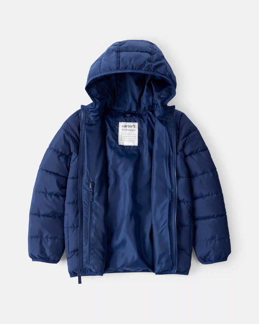 Boys Midweight Packable Puffer - Navy Blue