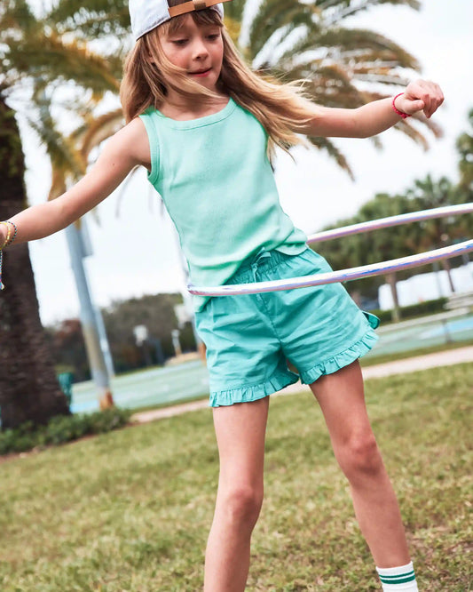 Girls Rib Tank Top - Green
