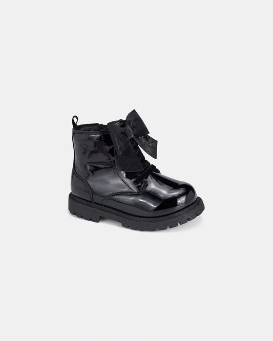 Toddler Girl Bow Combat Boots - Black