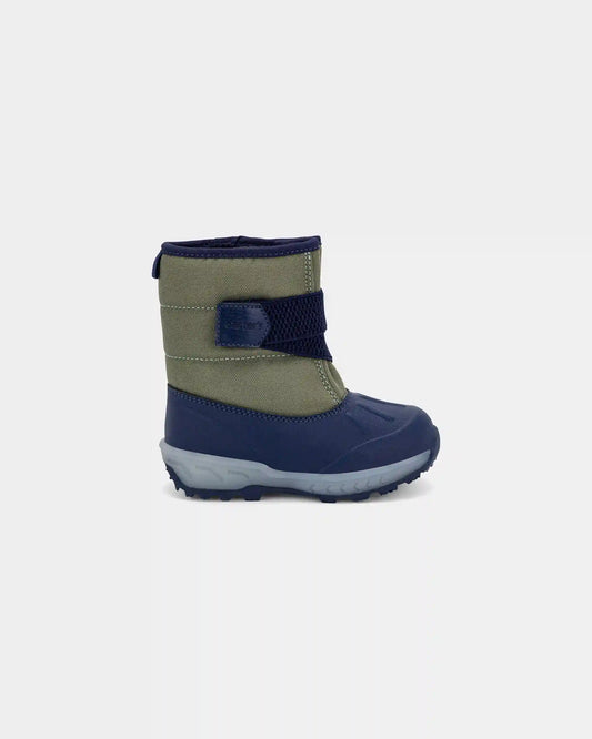 Toddler Boy Color Block Snow Boots - Olive/Navy