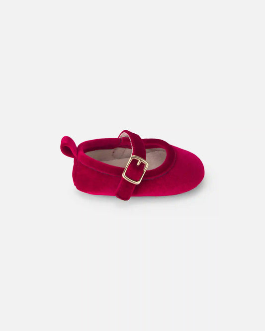 Baby Girl Mary Jane Velvety Flats - Red