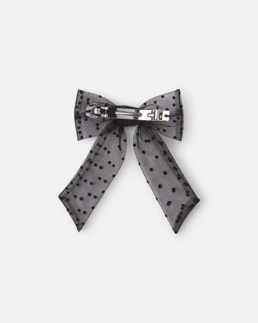 Toddler Girl Sheer Dot Bow Hair Clip - Black