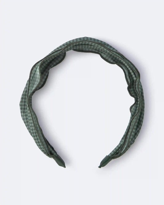 Toddler Girl Checkered Chiffon Headband - Green