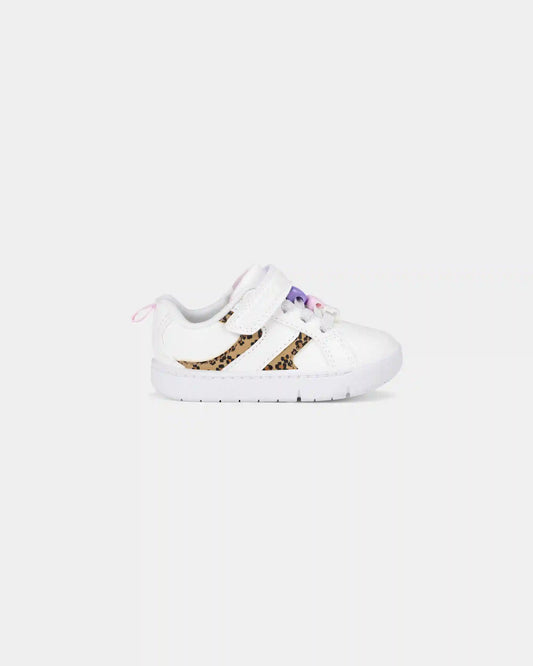 Baby Girl Every Step® First Walker Leopard Charm Sneakers - White