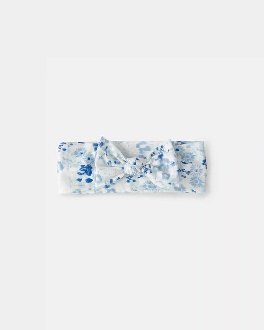 Baby Girl Floral Headwrap - Blue/White