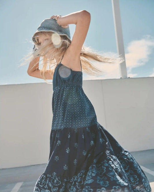 Girls Floral Maxi Dress - Navy